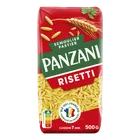 Paquet de pâtes Panzani Risetti, blé 100% français, cuisson 7 min, idéal pour des plats créatifs.