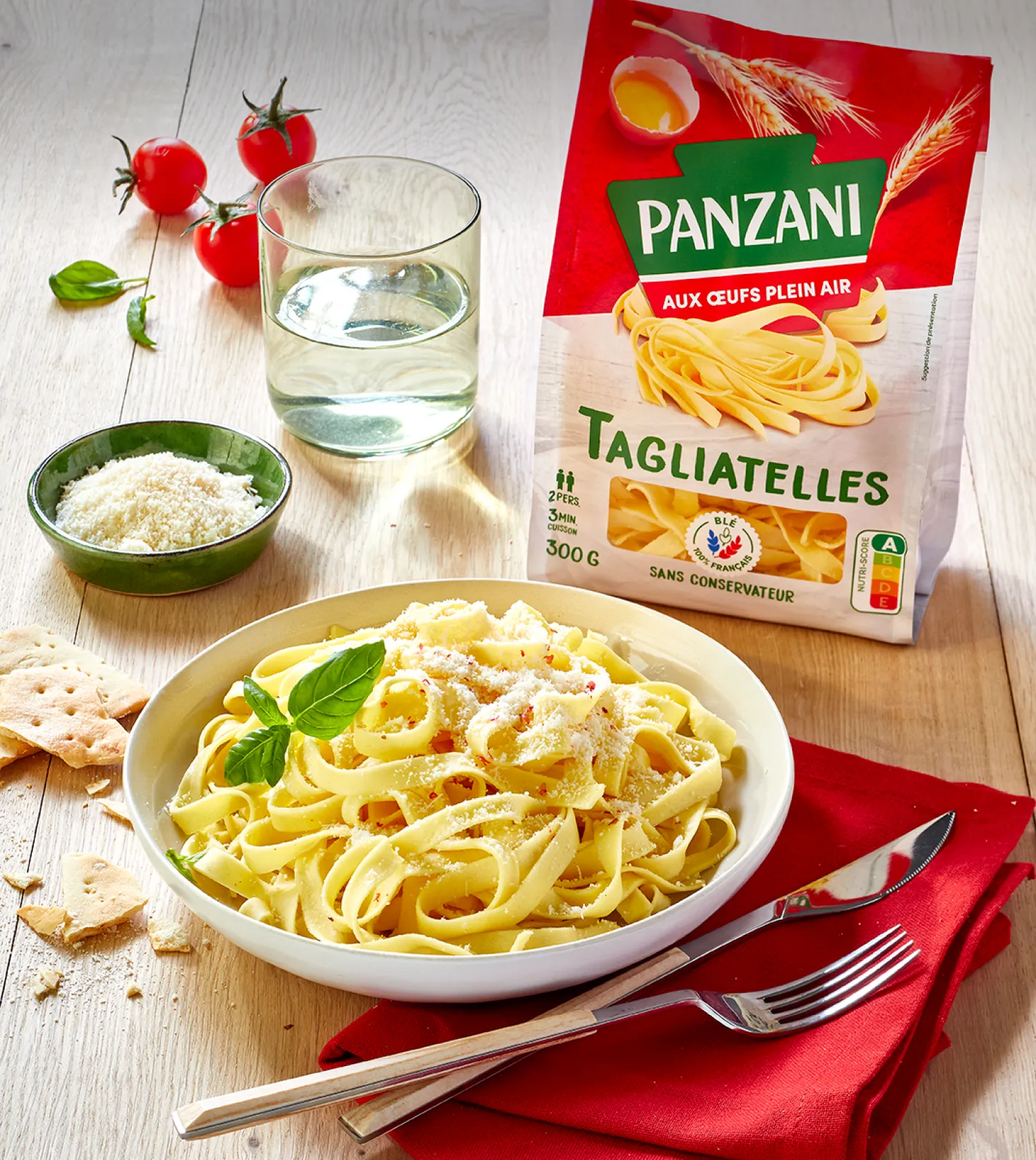 Visuel Panzani de tagliatelles, illustrant la finesse et la qualité de ces pâtes longues pour vos recettes.